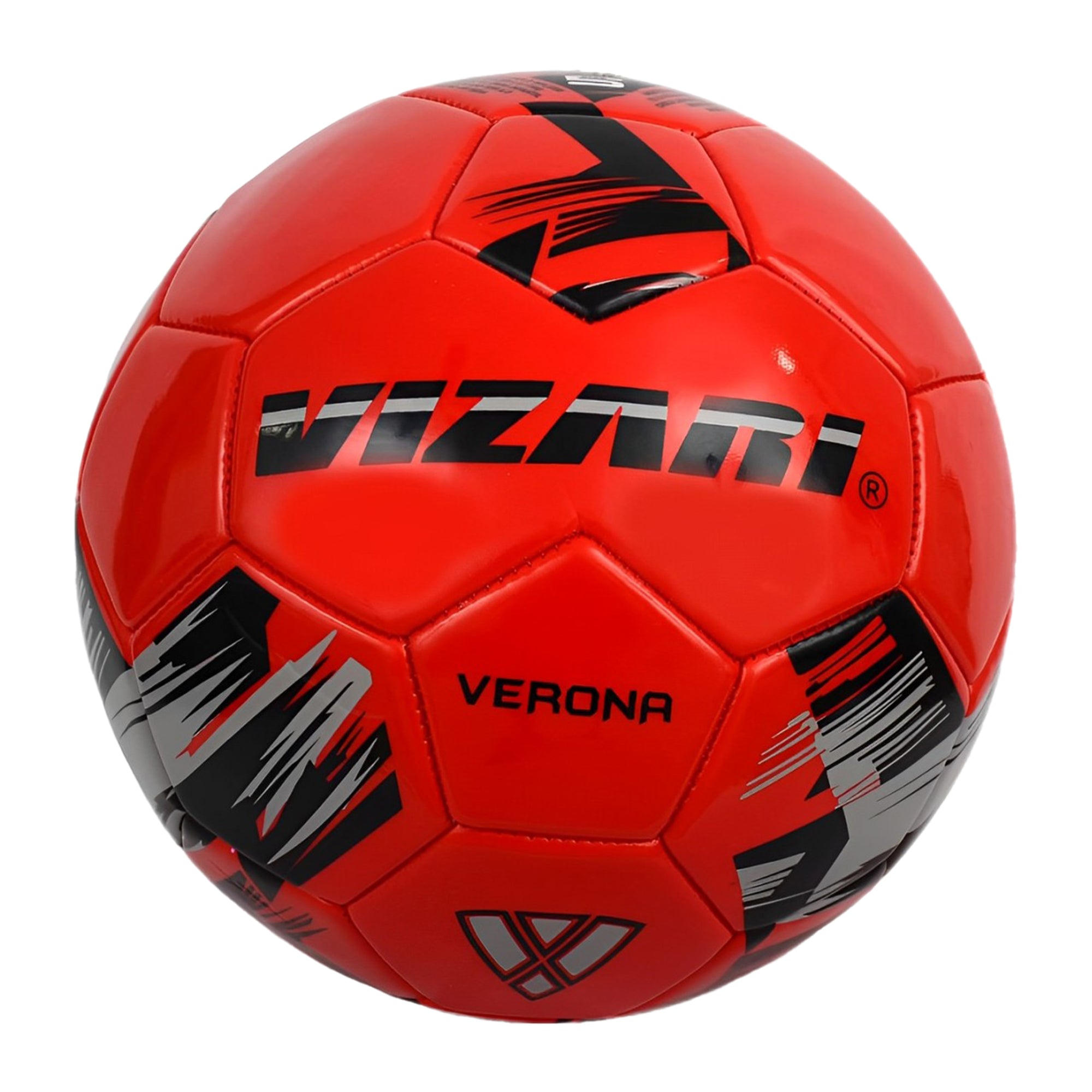 Verona Soccer Ball-Red/Black/Silver