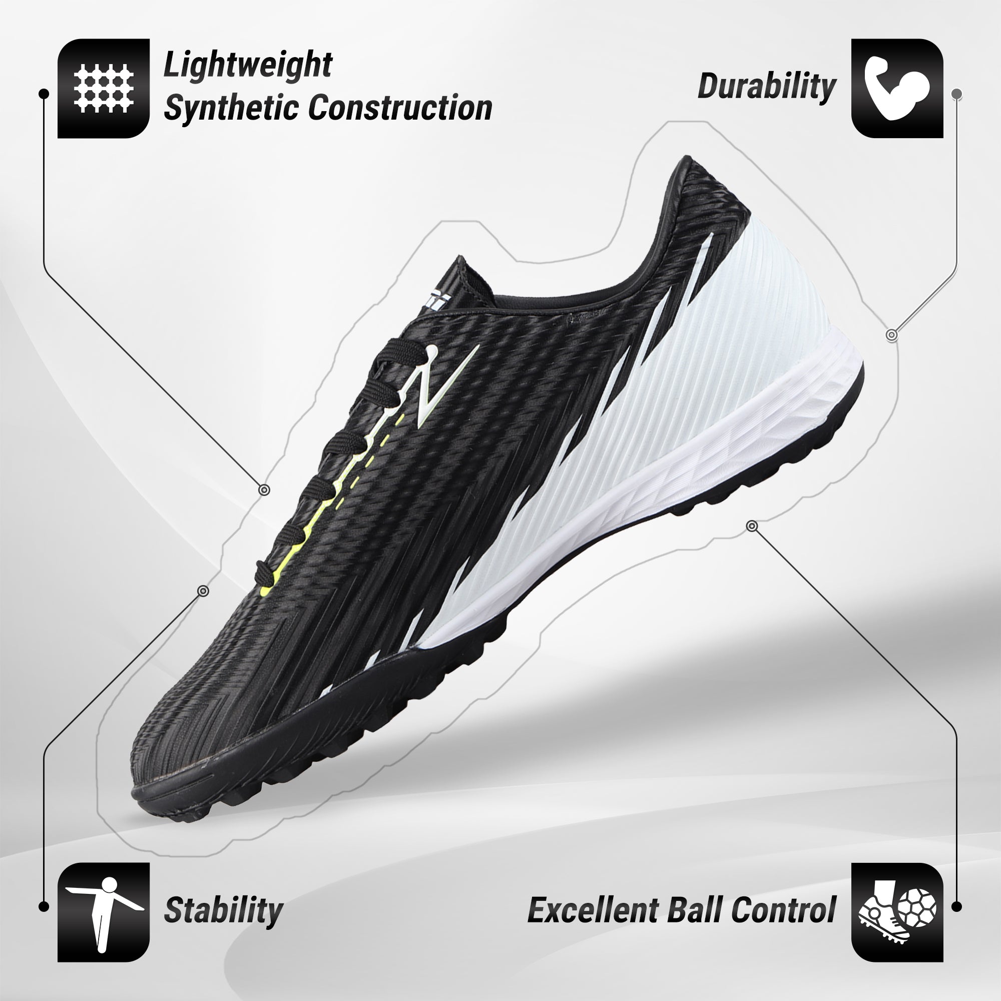 Tesoro Turf Soccer Shoes-Black/White