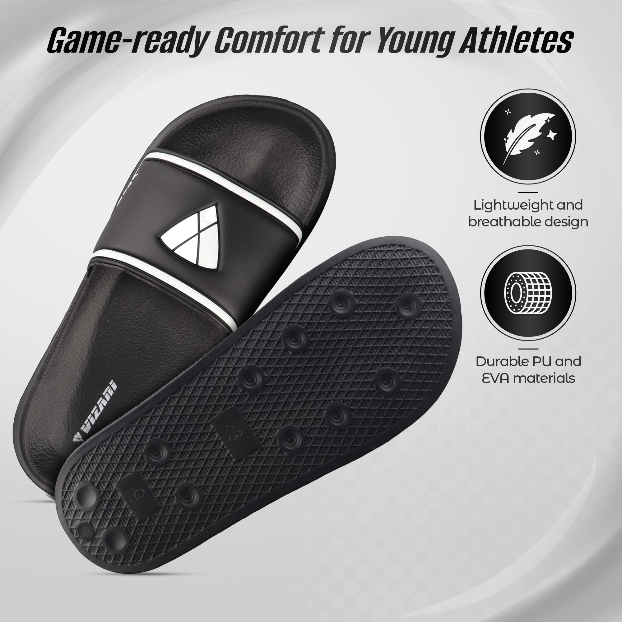 Youth Soccer Slide Sandals - Black