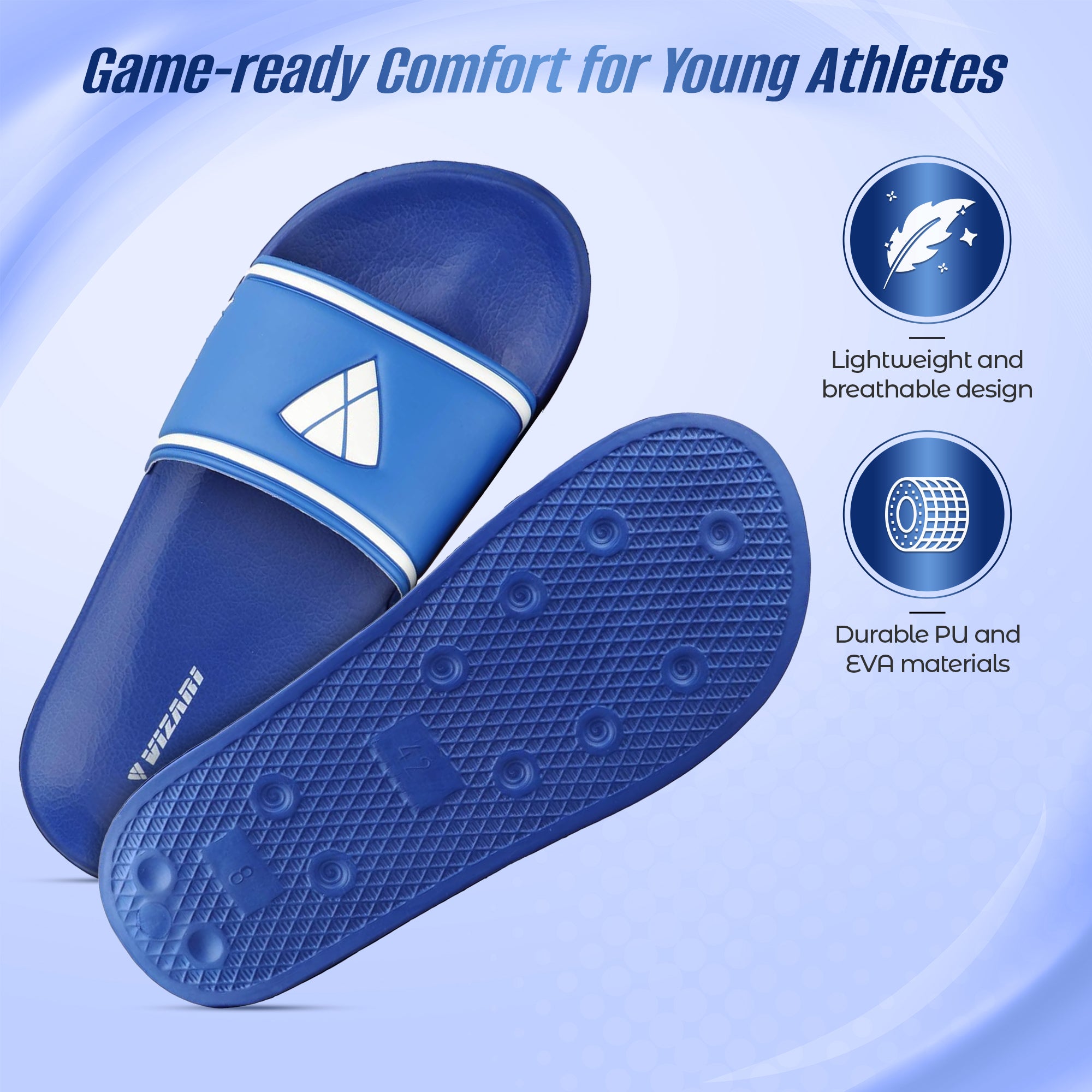 Youth Soccer Slide Sandals - Blue