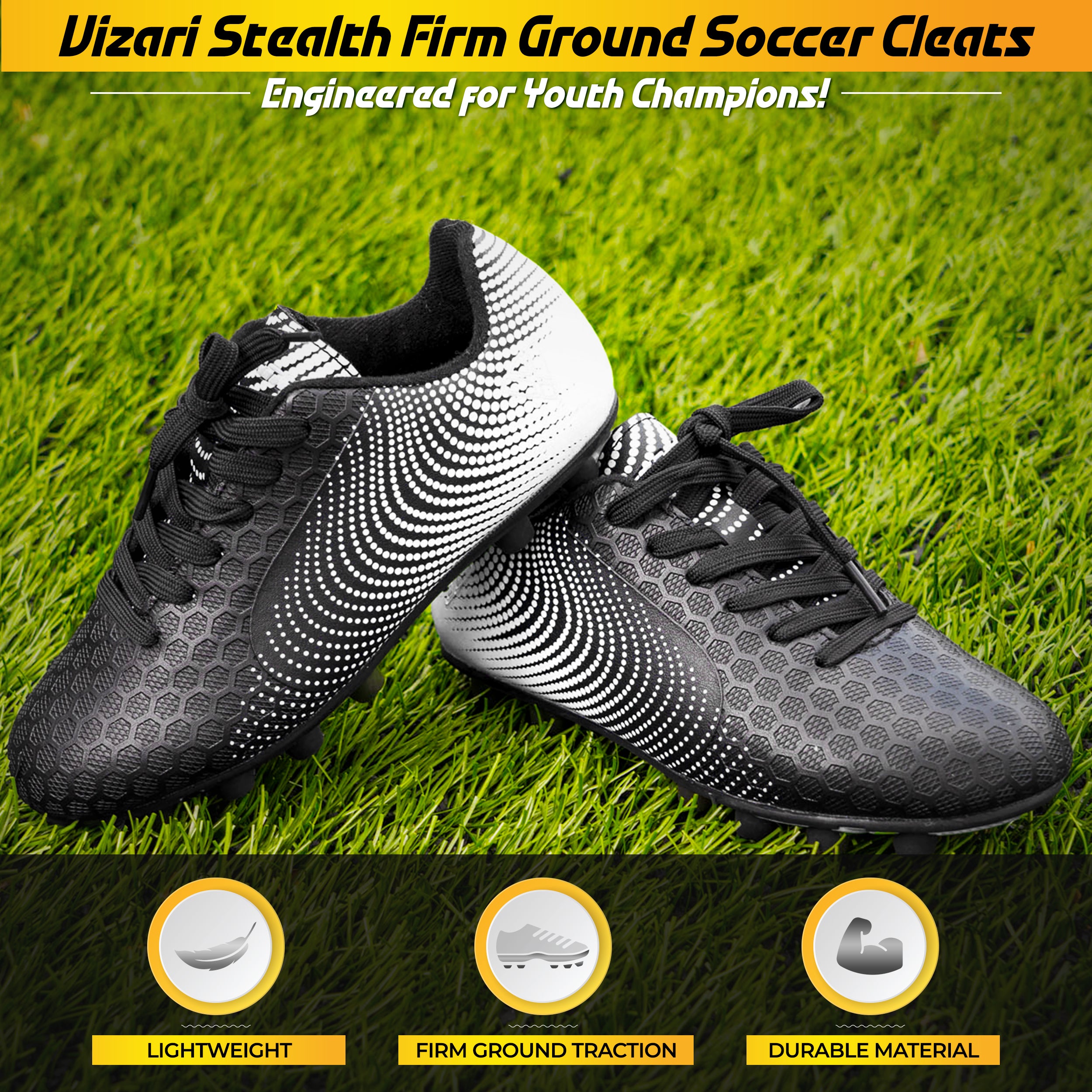 Stealth Firm Ground Soccer Shoes -Black/White