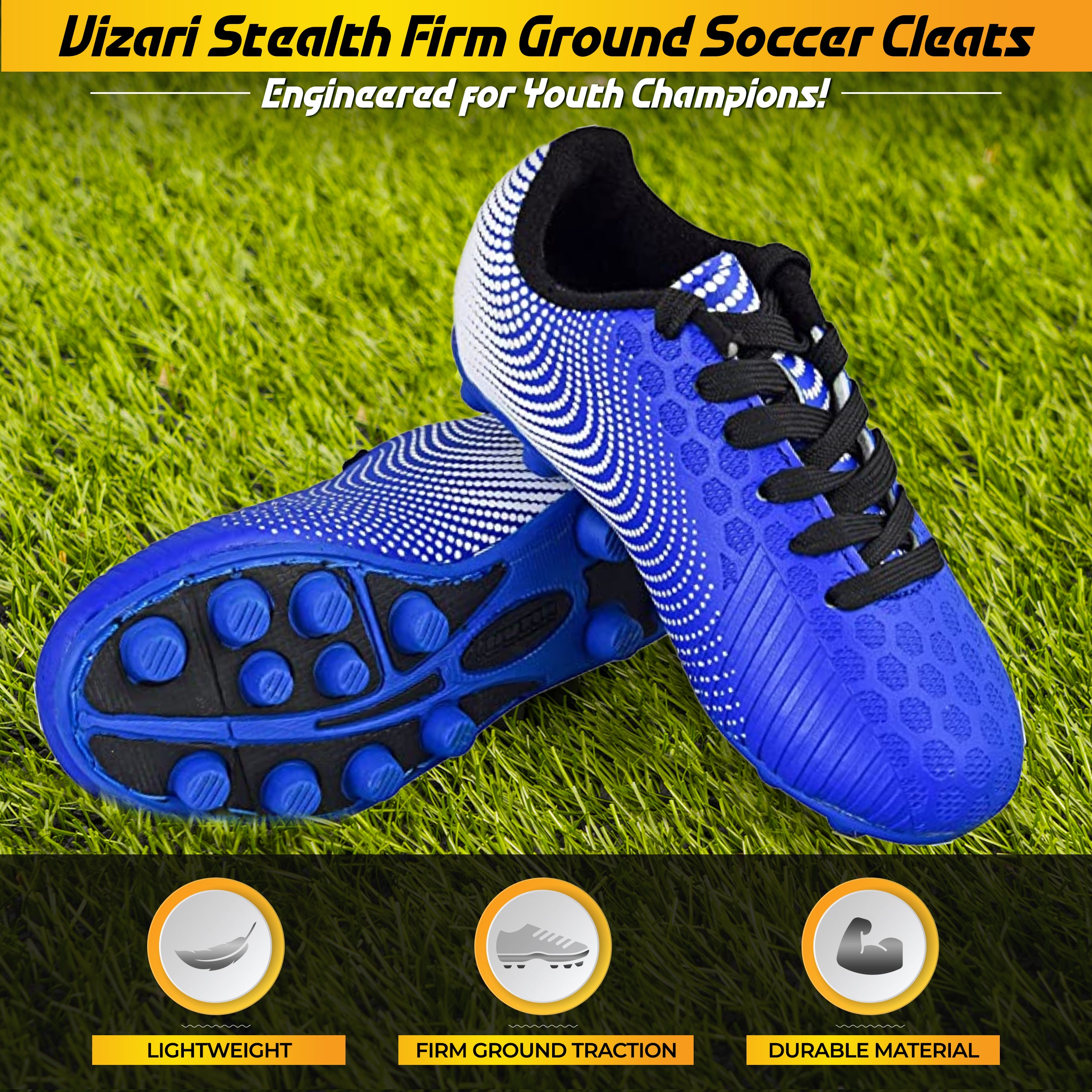 Stealth Firm Ground Soccer Shoes -Blue/White