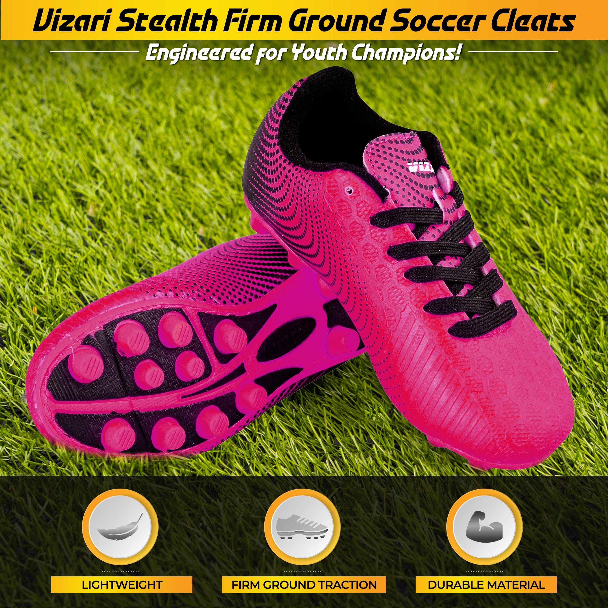 Stealth Firm Ground Soccer Shoes -Pink/Black