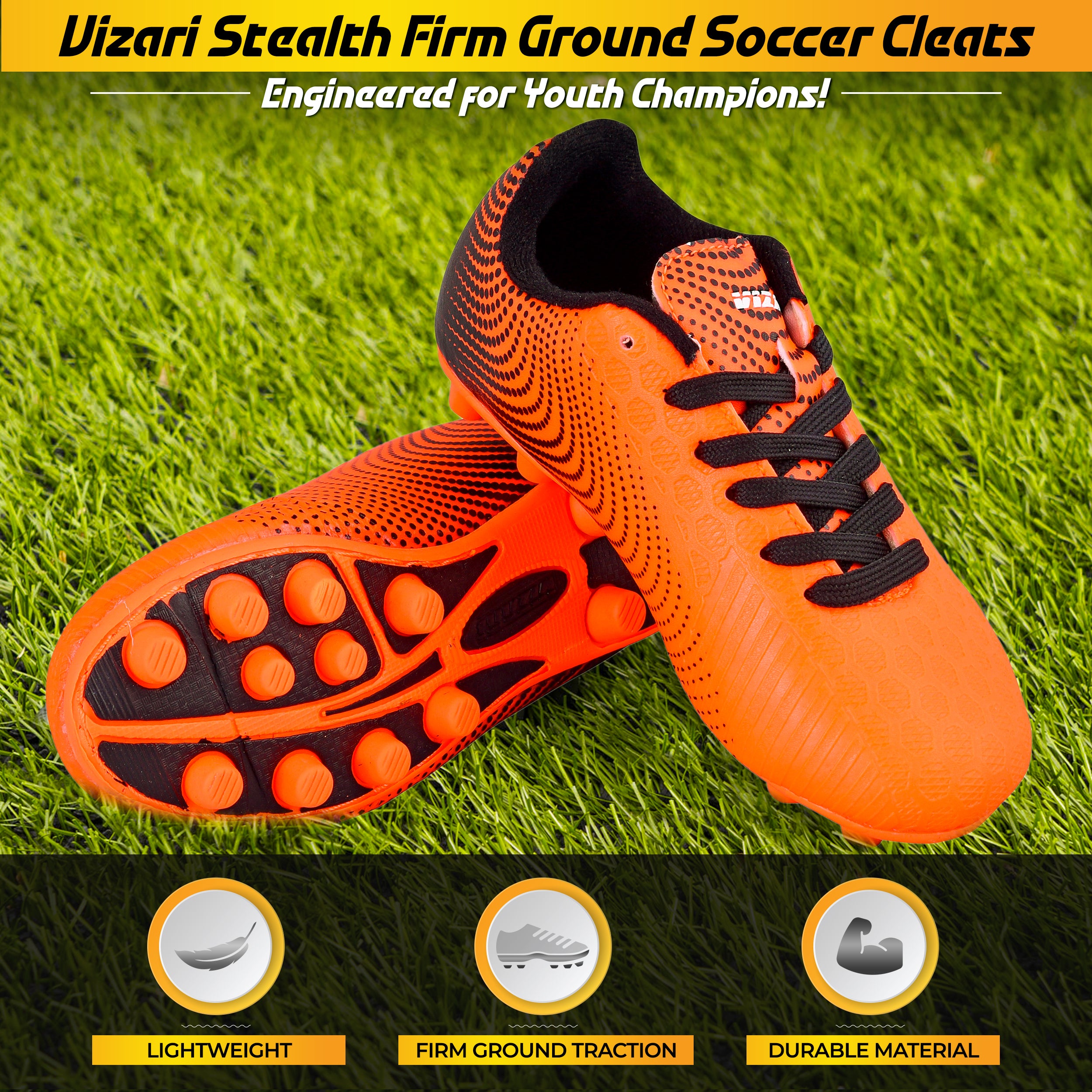 Stealth Firm Ground Soccer Shoes -Orange/Black