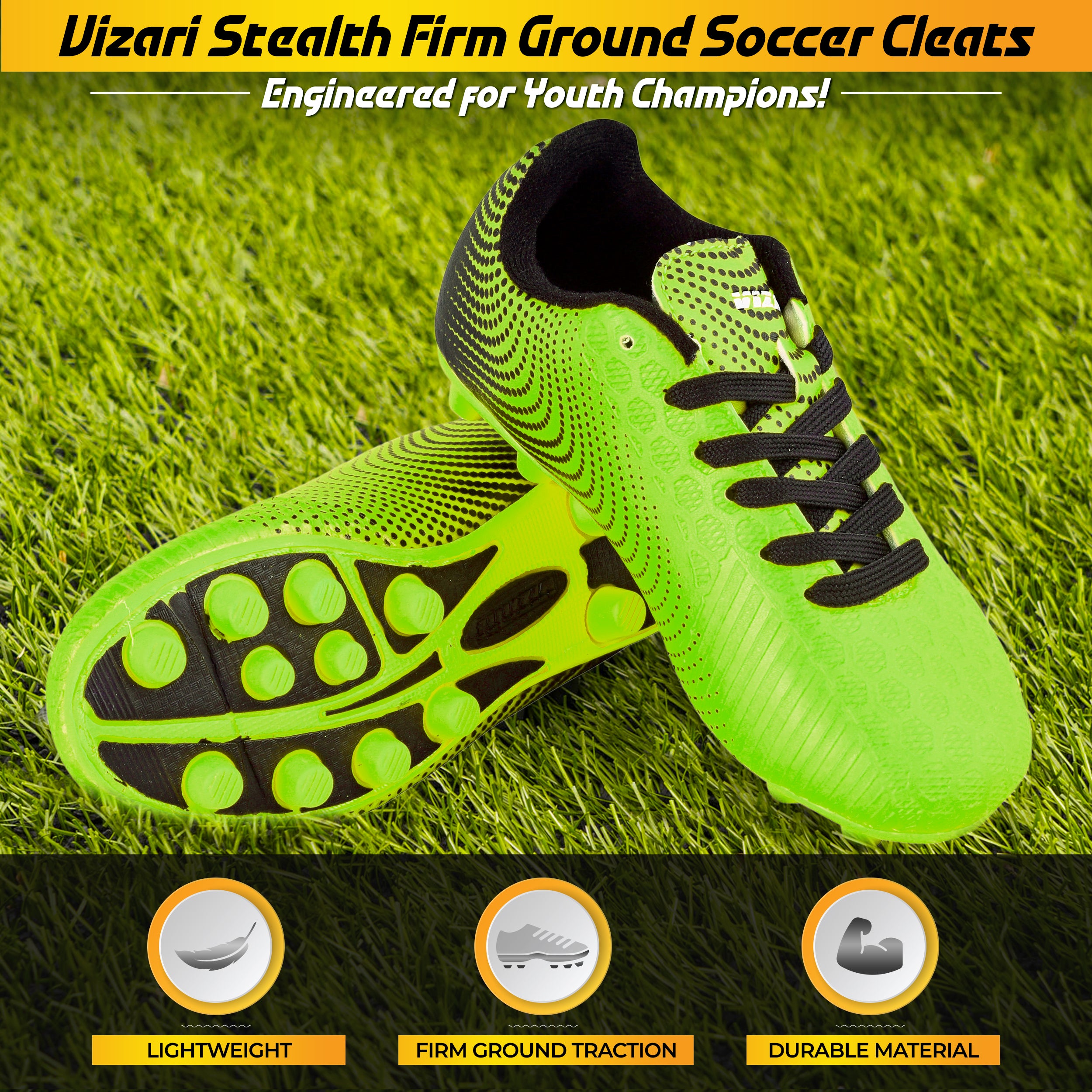 Stealth Firm Ground Soccer Shoes -Green/Black