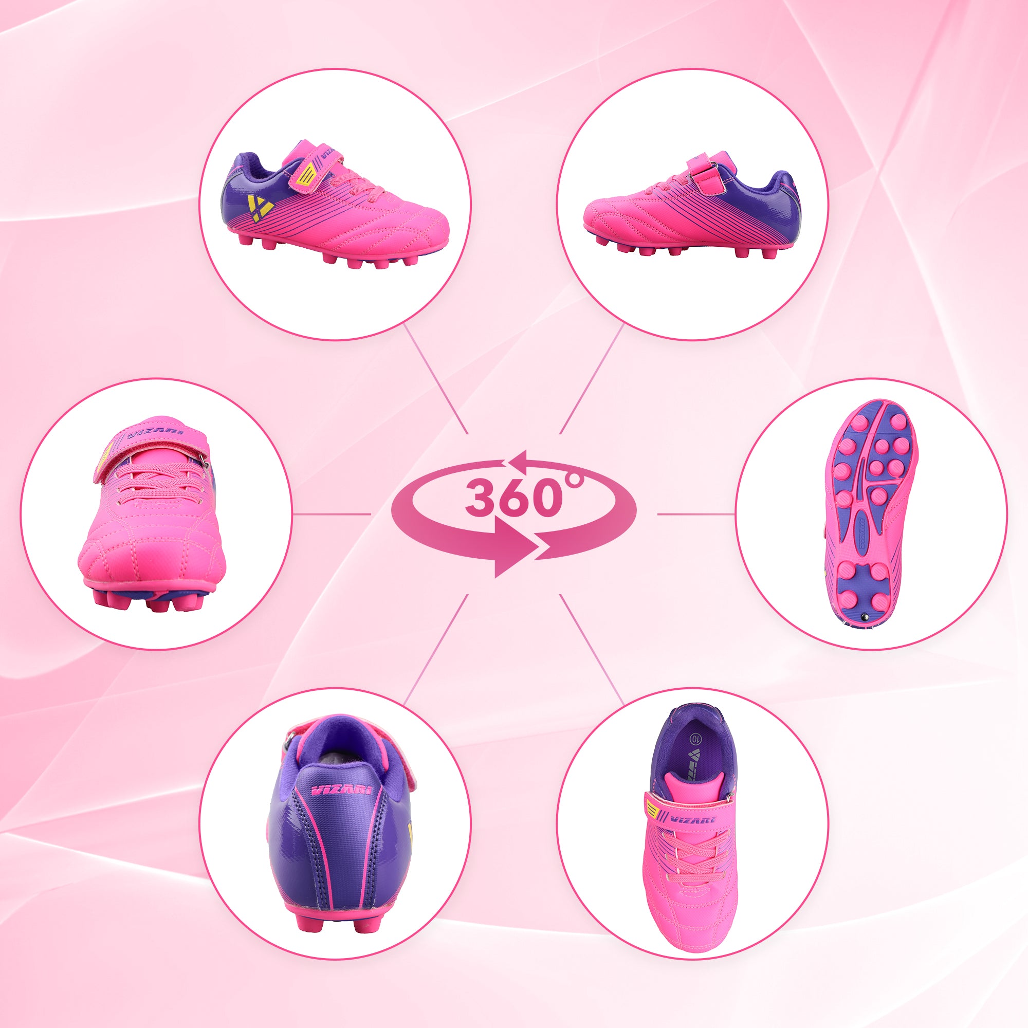 Loma Velcro Firm Ground Soccer Cleats - PInk/Purple