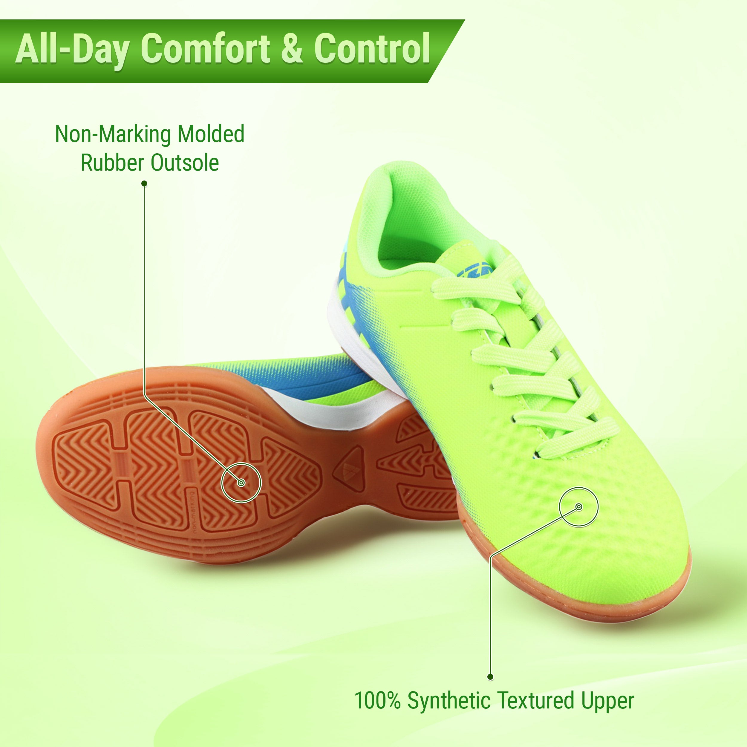 Santos Junior Indoor Soccer Shoes -Green/Blue