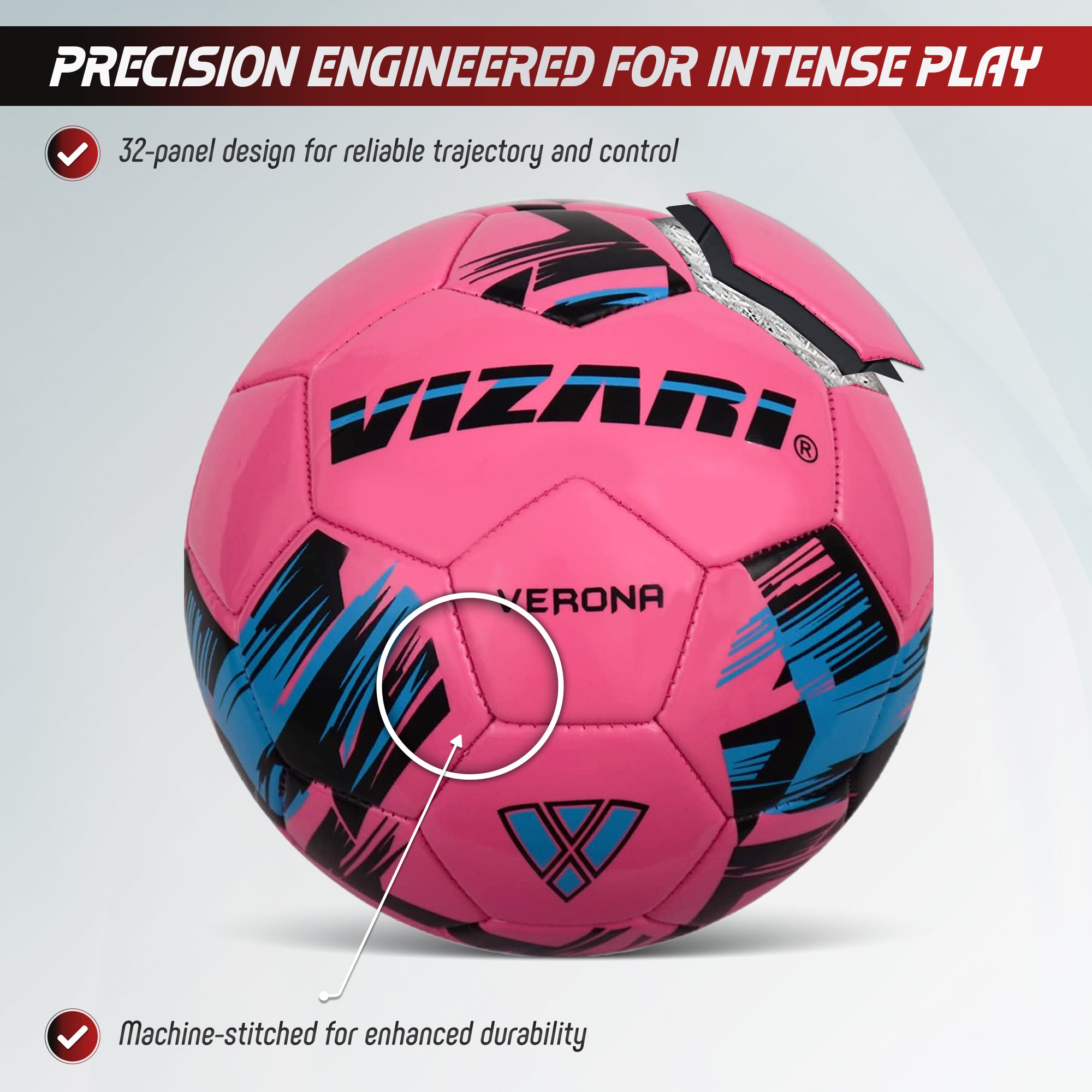 Verona Soccer Ball-Pink/Black/Sky