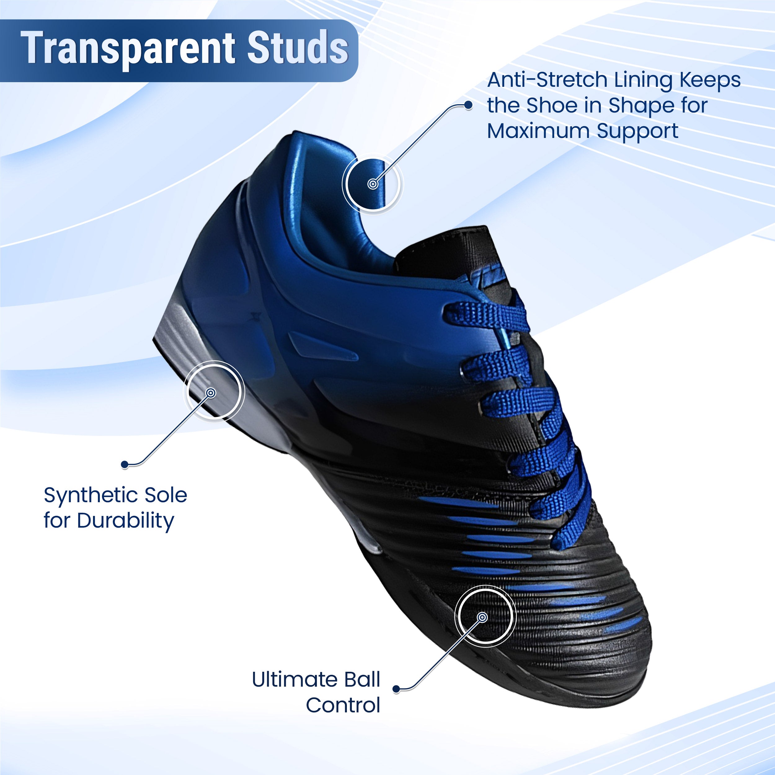 Liga Indoor Soccer Shoes - Blue/Black