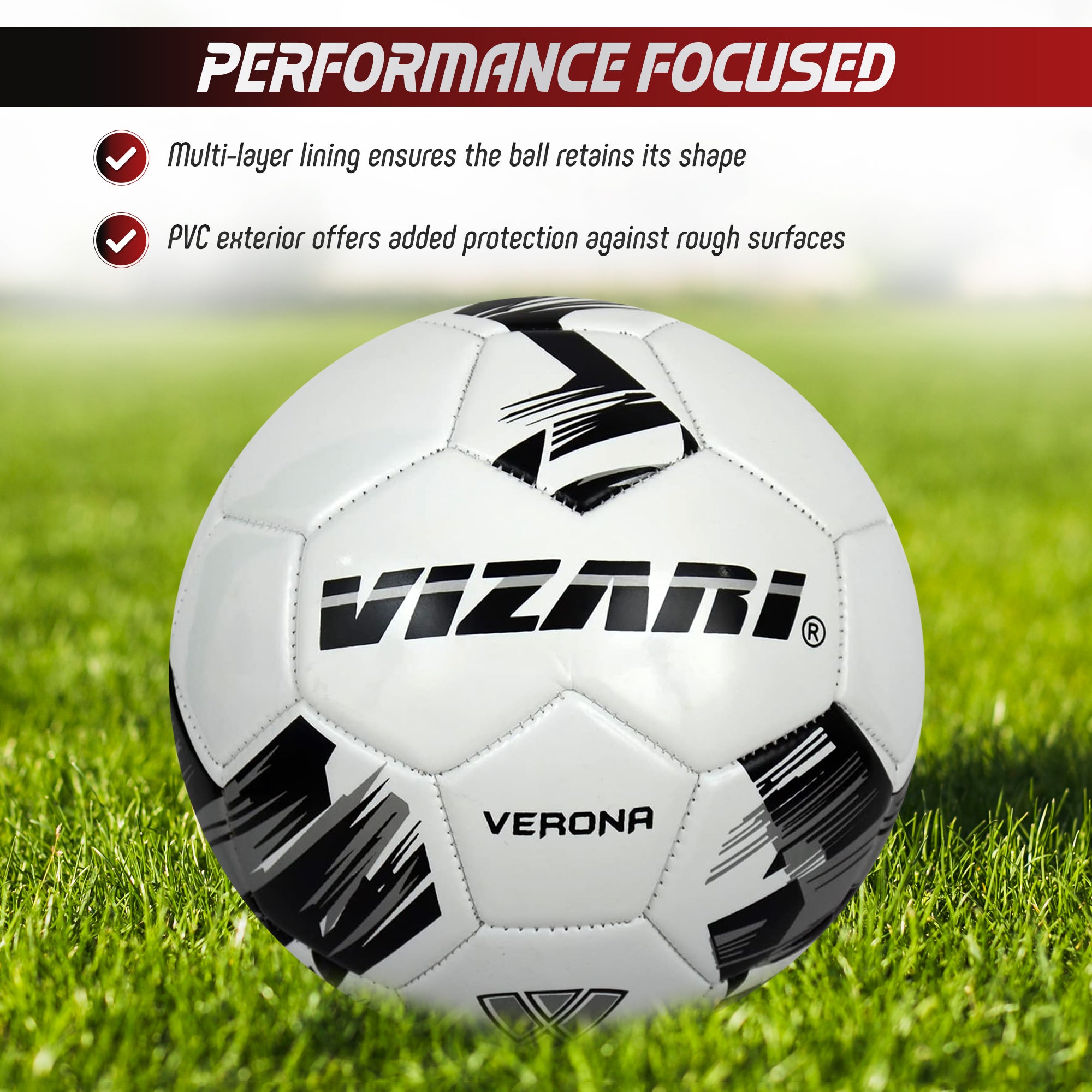 Verona Soccer Ball-White/Silver/Black