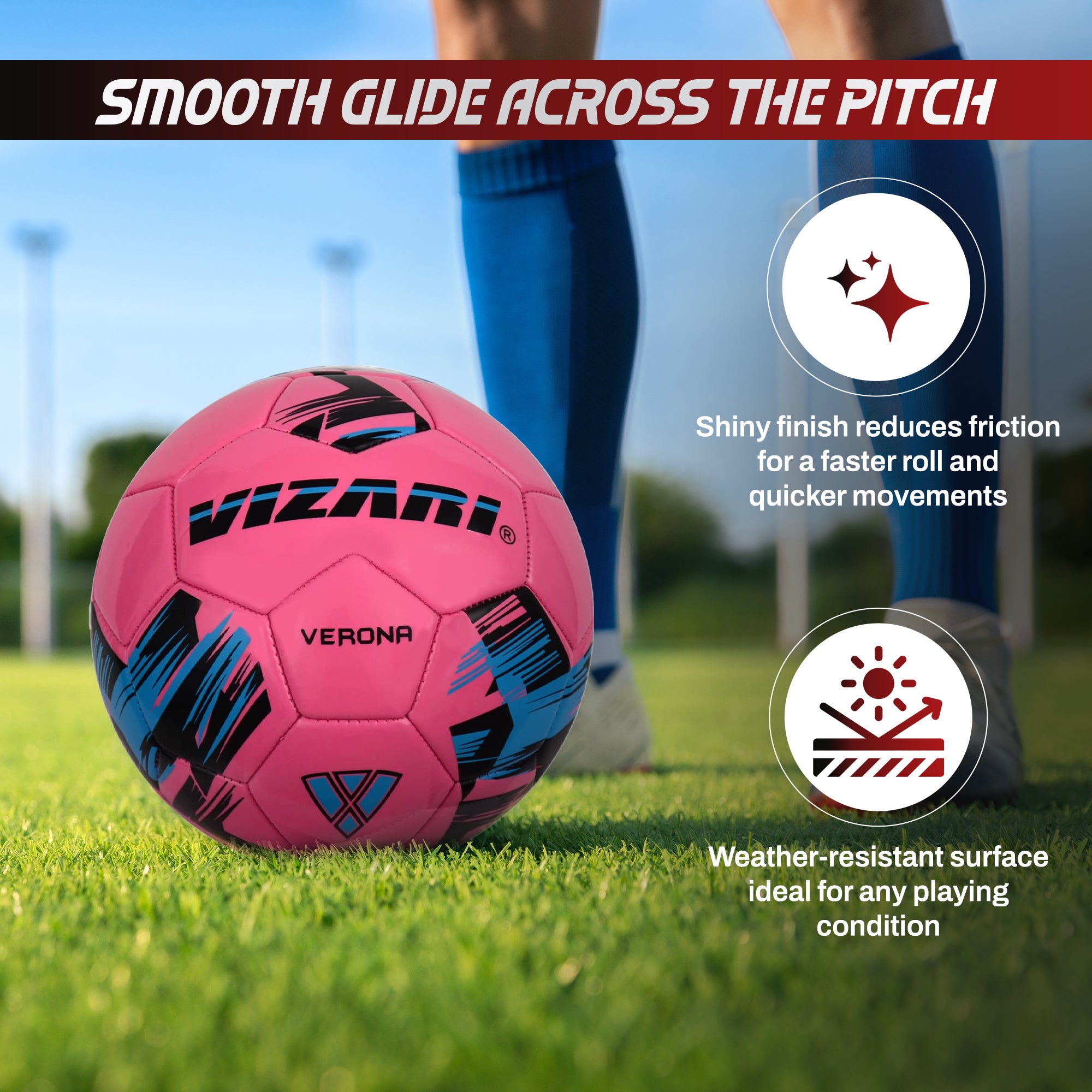 Verona Soccer Ball-Pink/Black/Sky