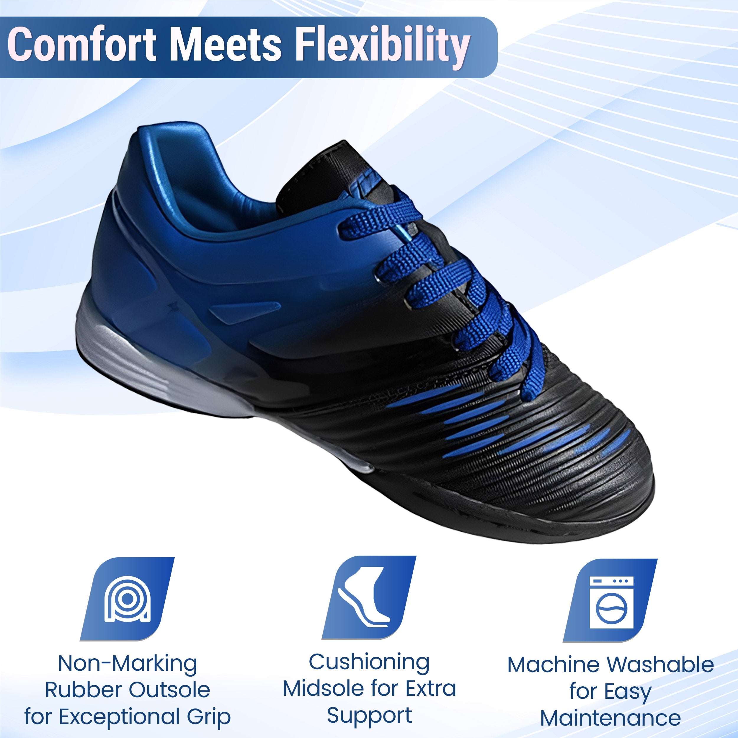 Liga Indoor Soccer Shoes -Blue/Black