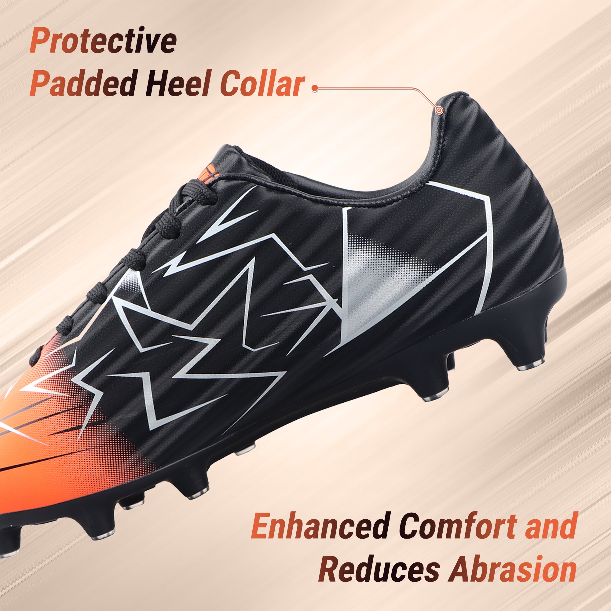 Lucia Junior Firm Ground Soccer Cleats - Black/Orange