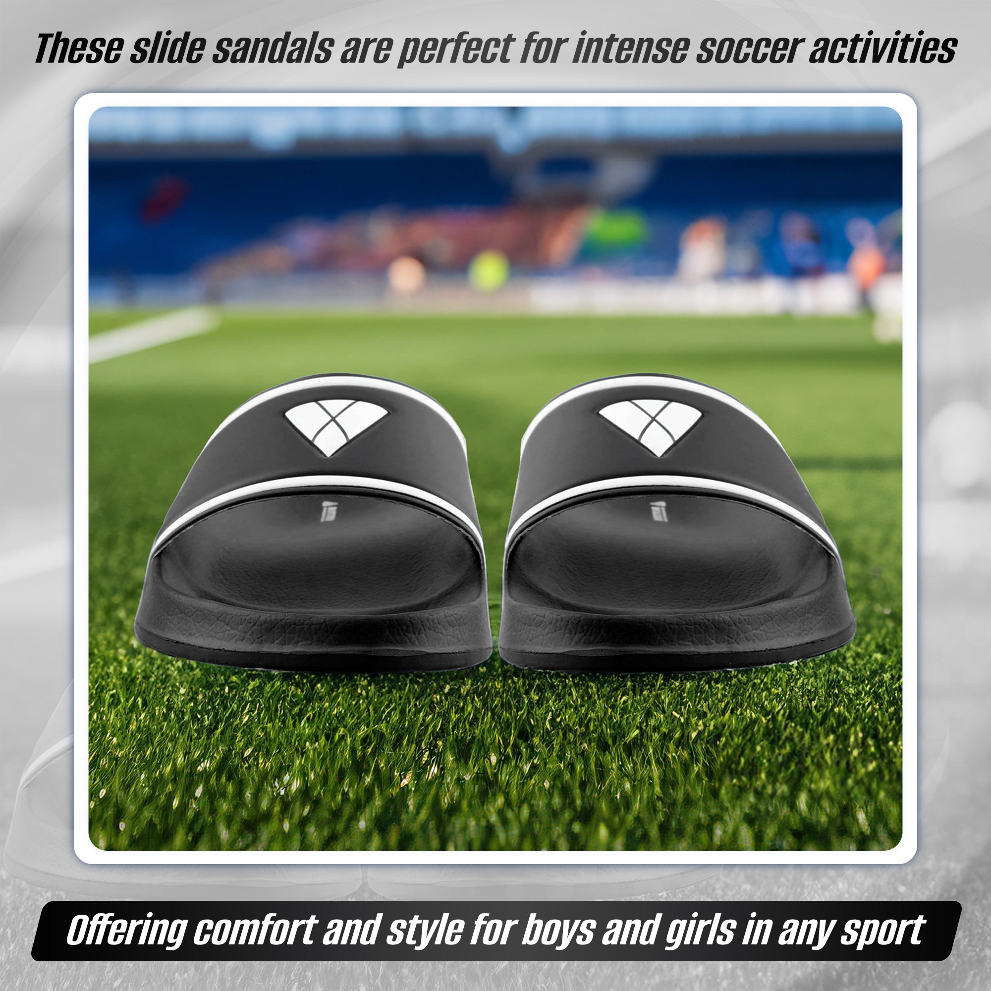 Adult Soccer Slide Sandals - Black