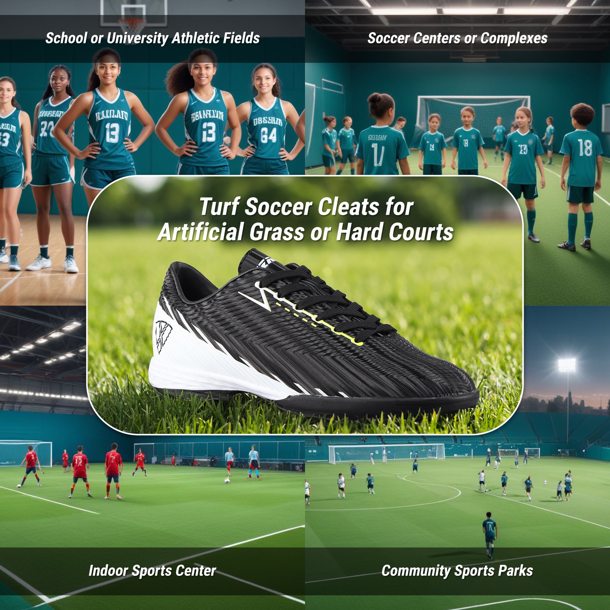 Tesoro Youth Turf Soccer Shoes -Black/White