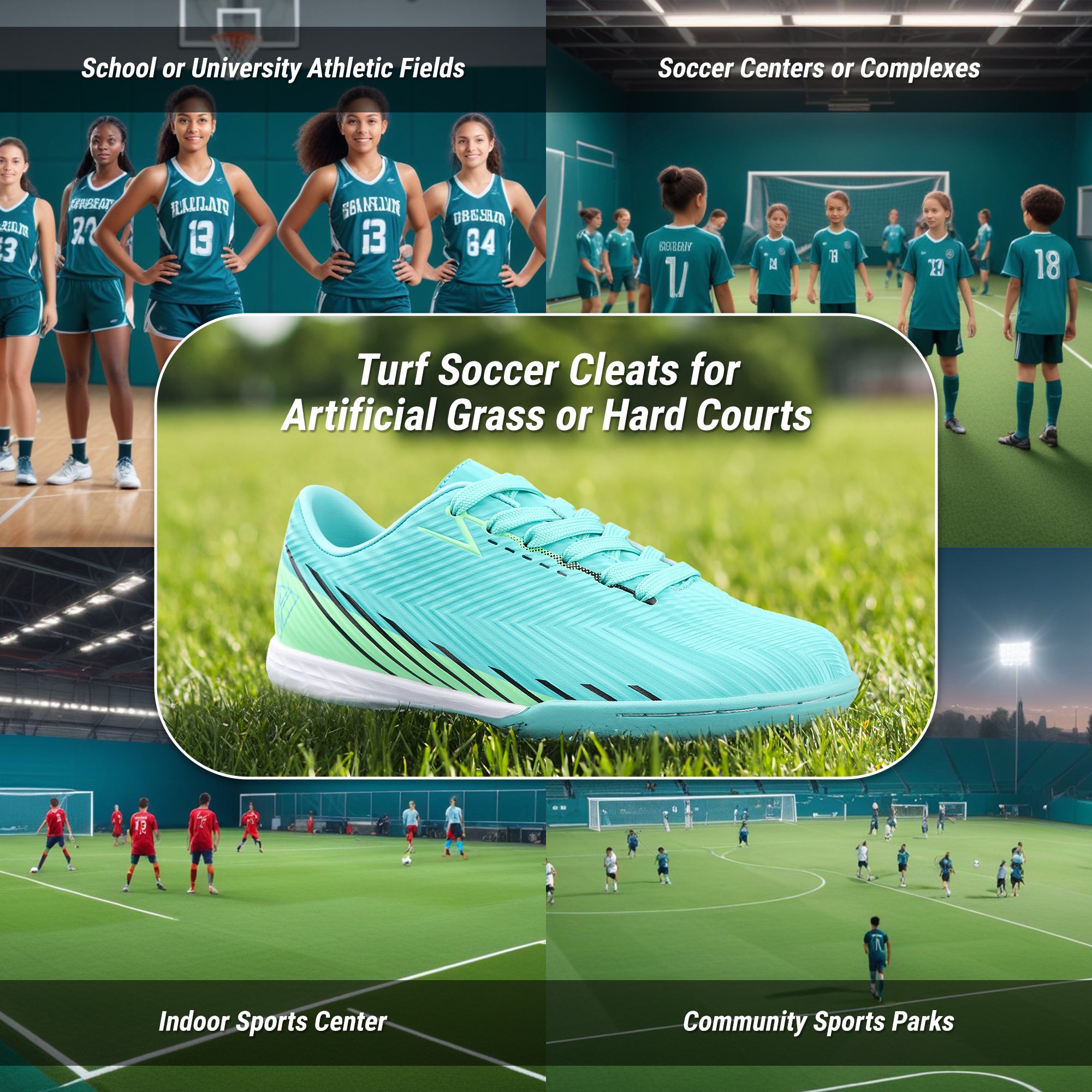 Tesoro Youth Turf Soccer Shoes - Aqua/Mint