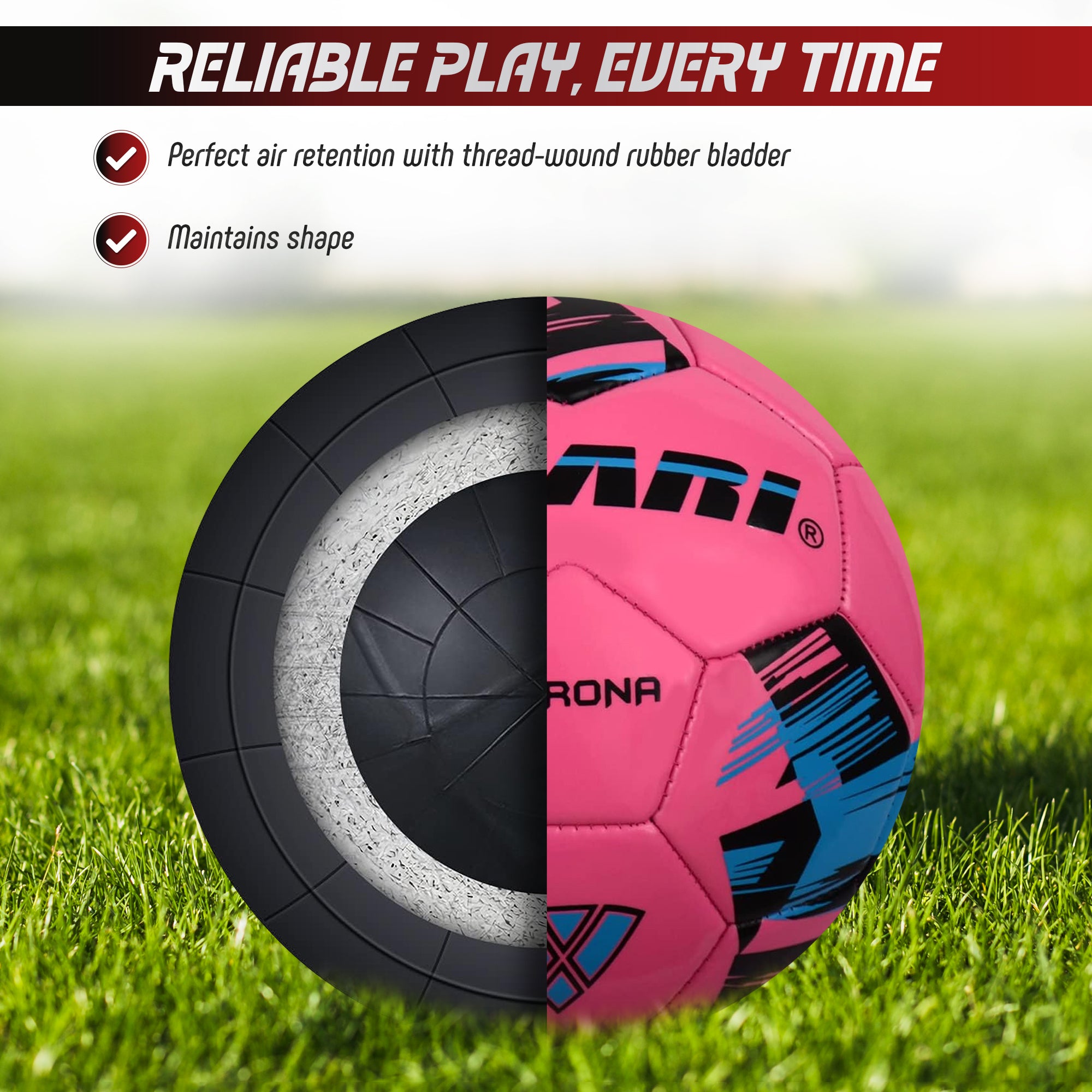 Verona Soccer Ball-Pink/Black/Sky