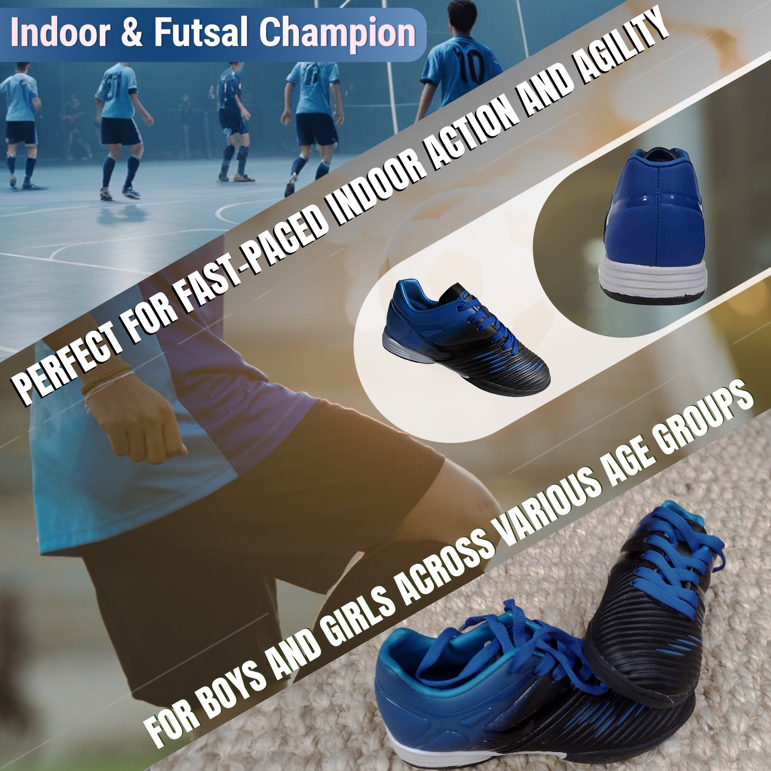 Liga Indoor Soccer Shoes -Blue/Black