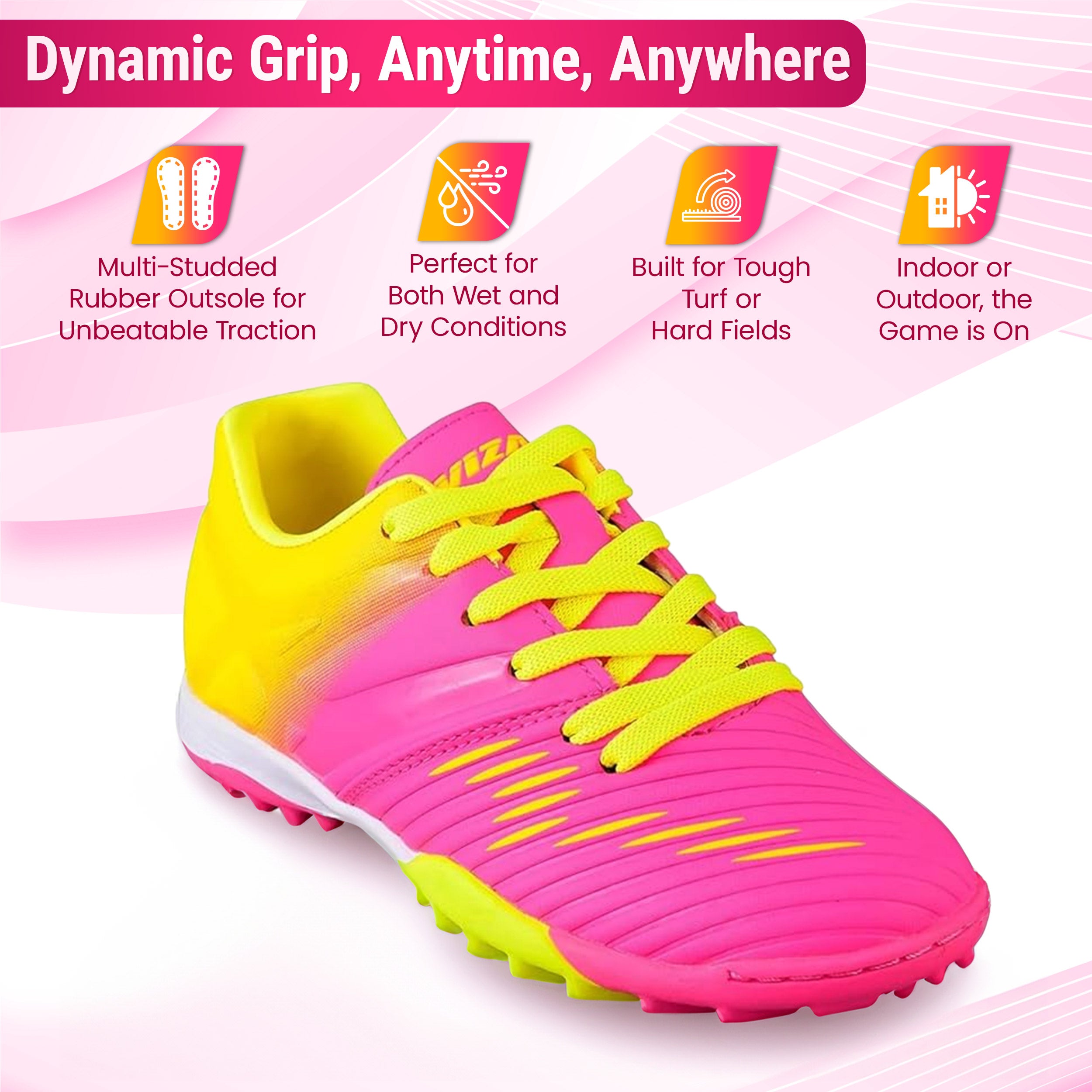 Liga Turf Soccer Shoes - Pink/Yellow