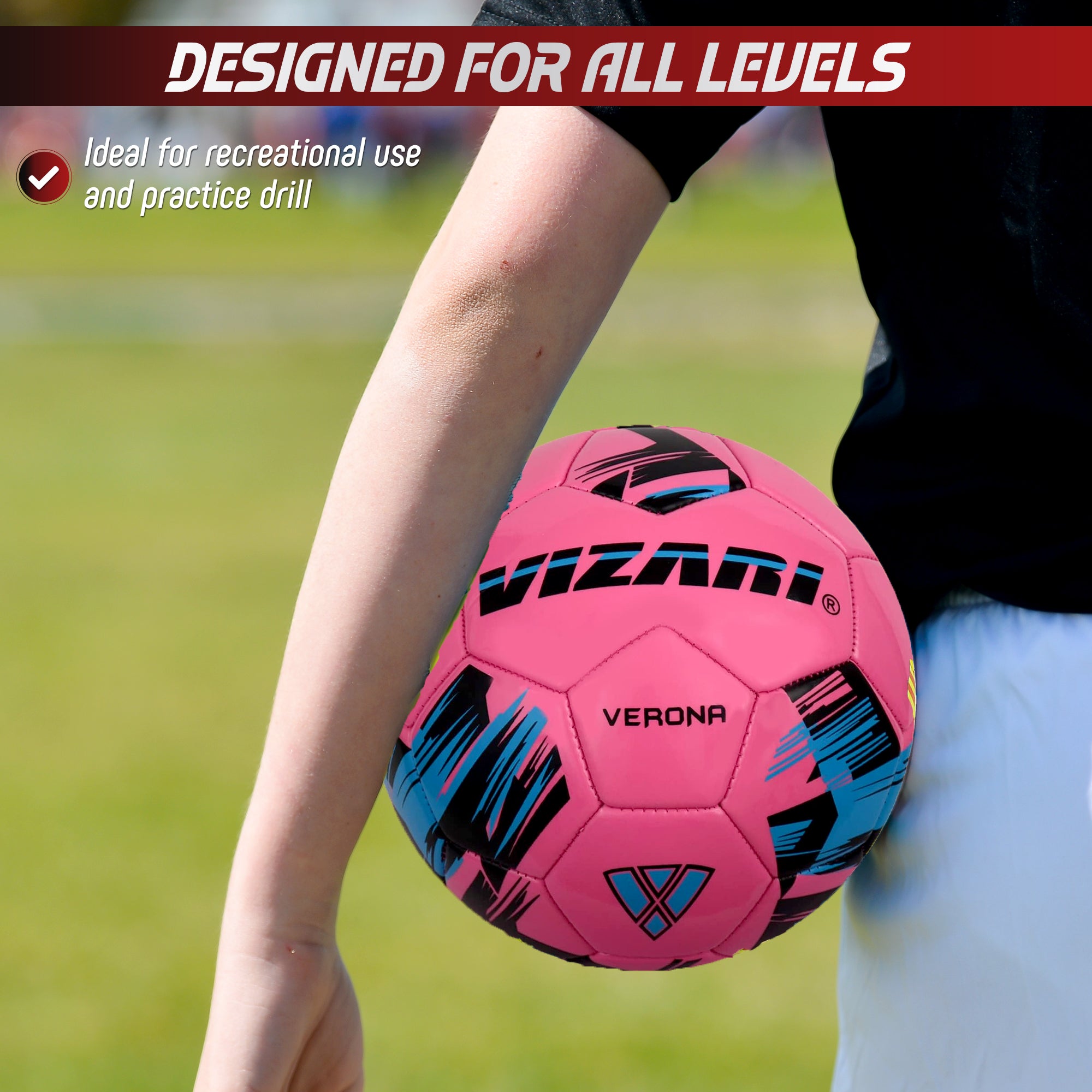 Verona Soccer Ball-Pink/Black/Sky