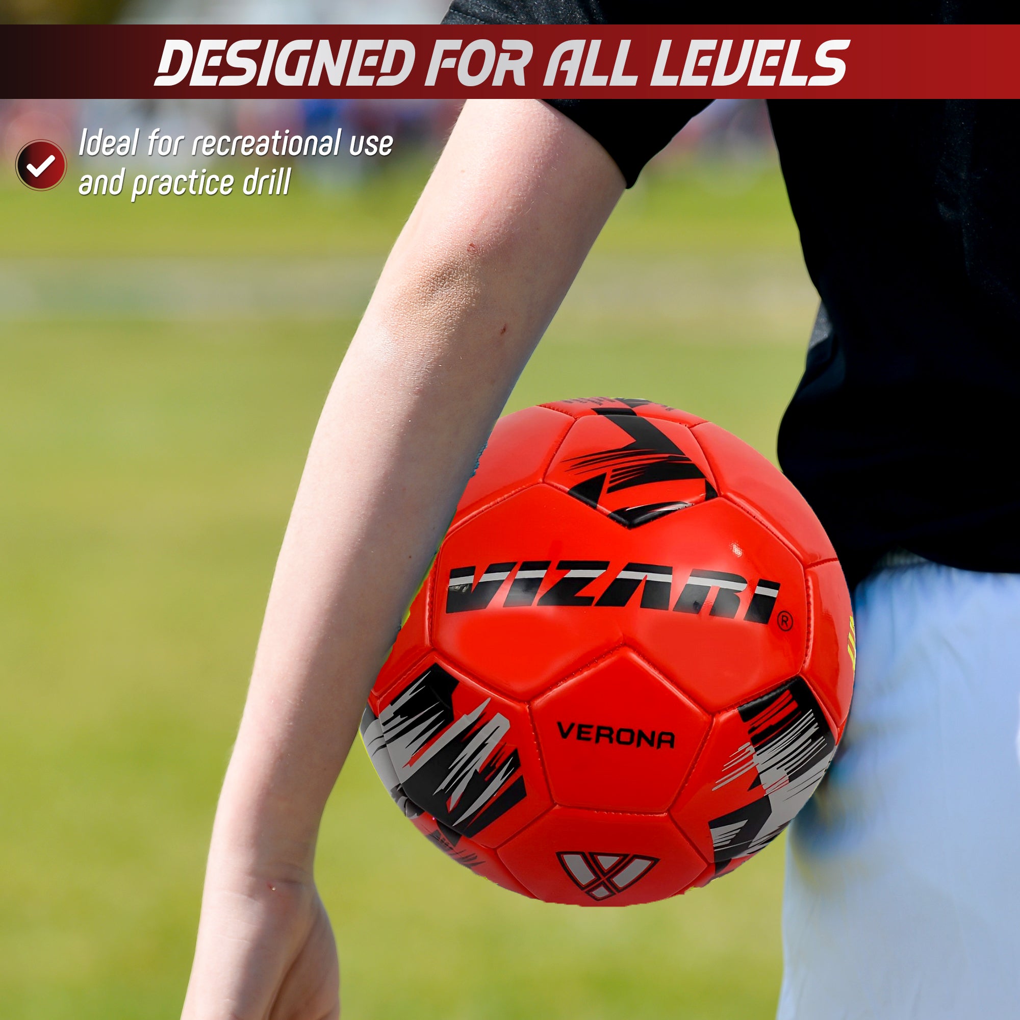 Verona Soccer Ball-Red/Black/Silver