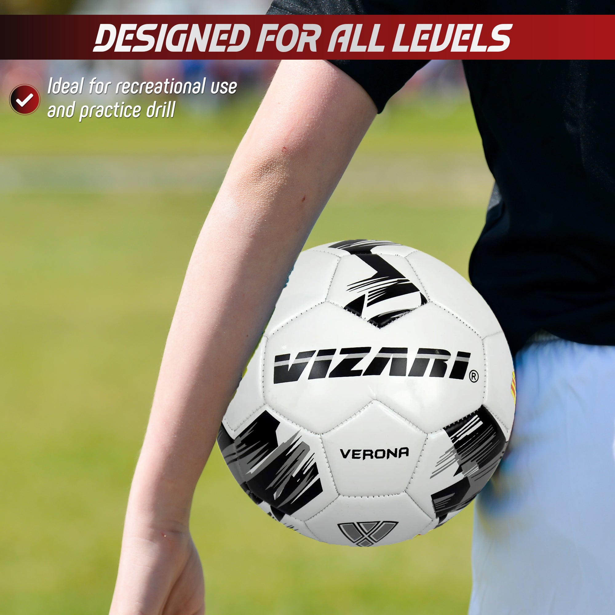 Verona Soccer Ball-White/Silver/Black