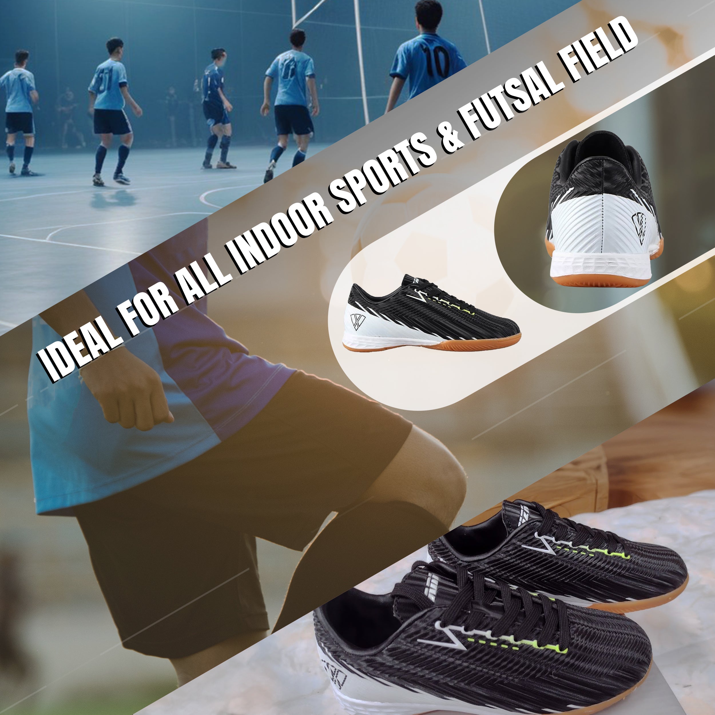 Tesoro Indoor Soccer Shoes-Black/White