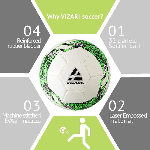 Toledo Soccer Ball For Kids And Adults - White/Neon Green