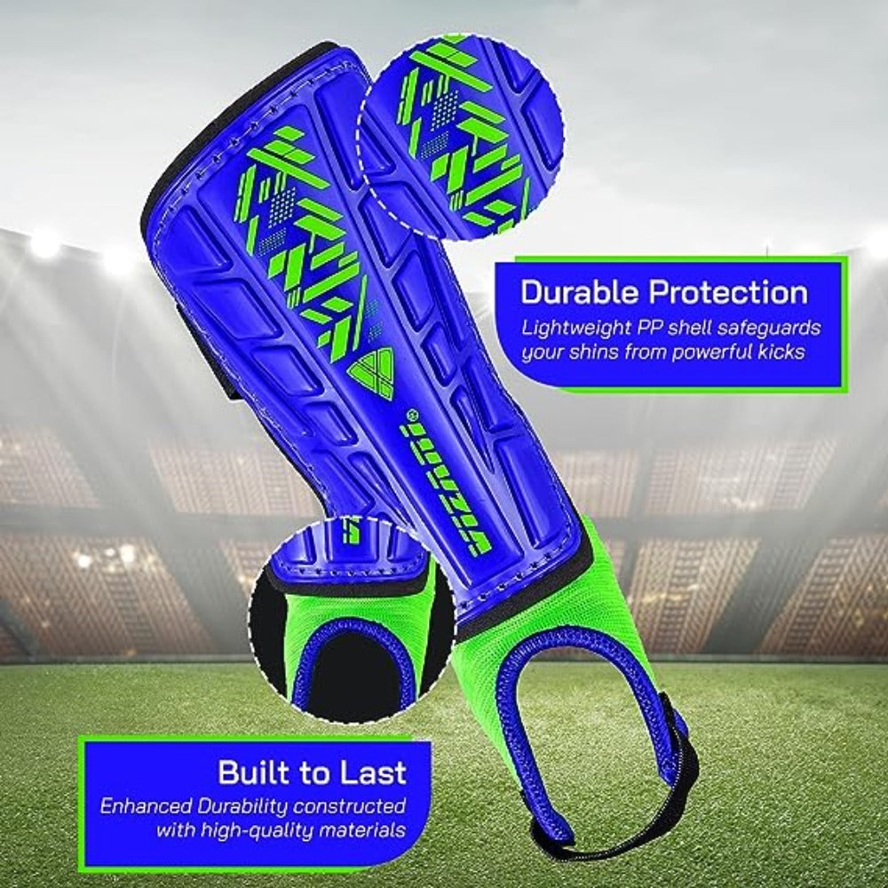 Malaga Soccer Shin Guard with Adjustable Straps-Blue/Green