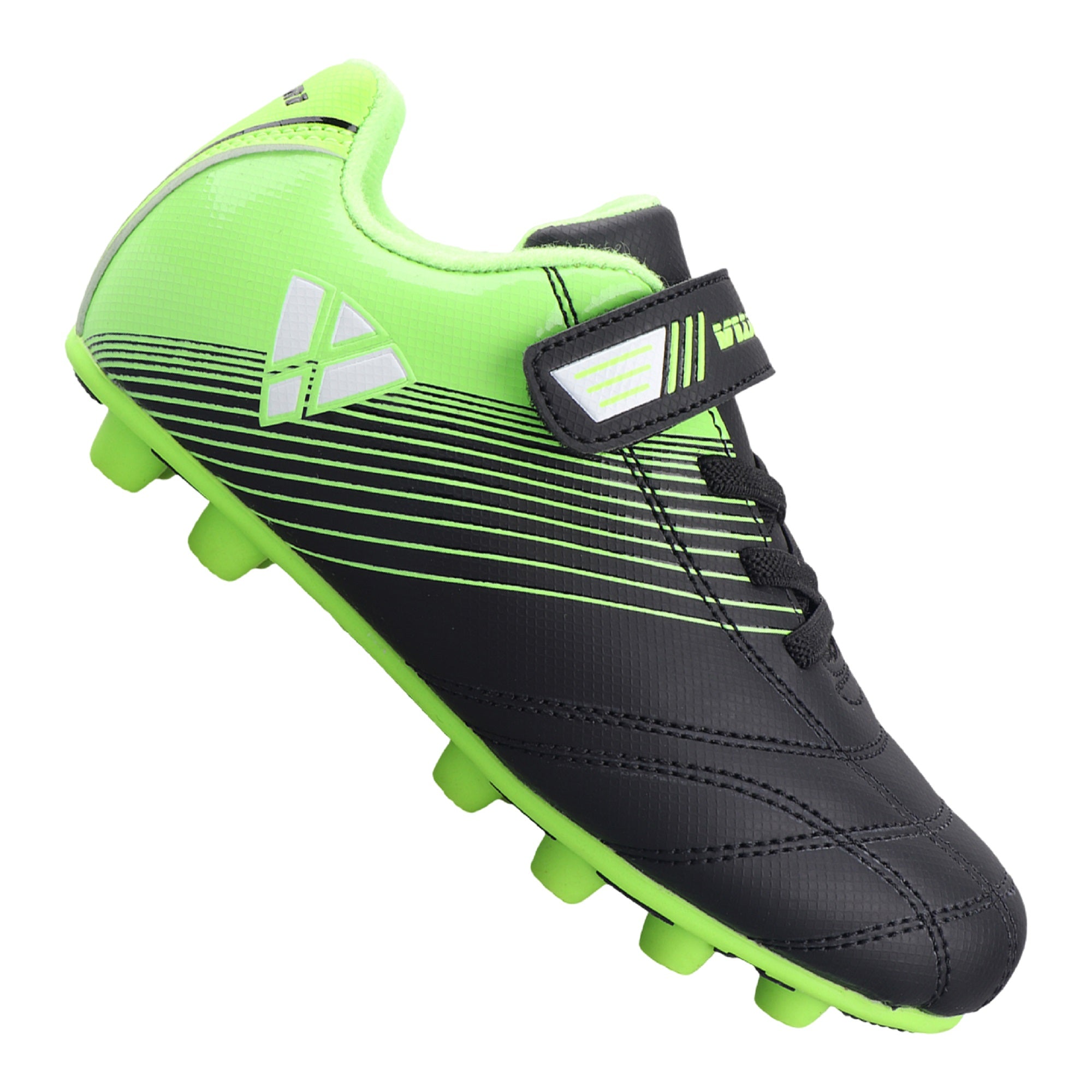 Loma Velcro Firm Ground Soccer Cleats - Black/Green