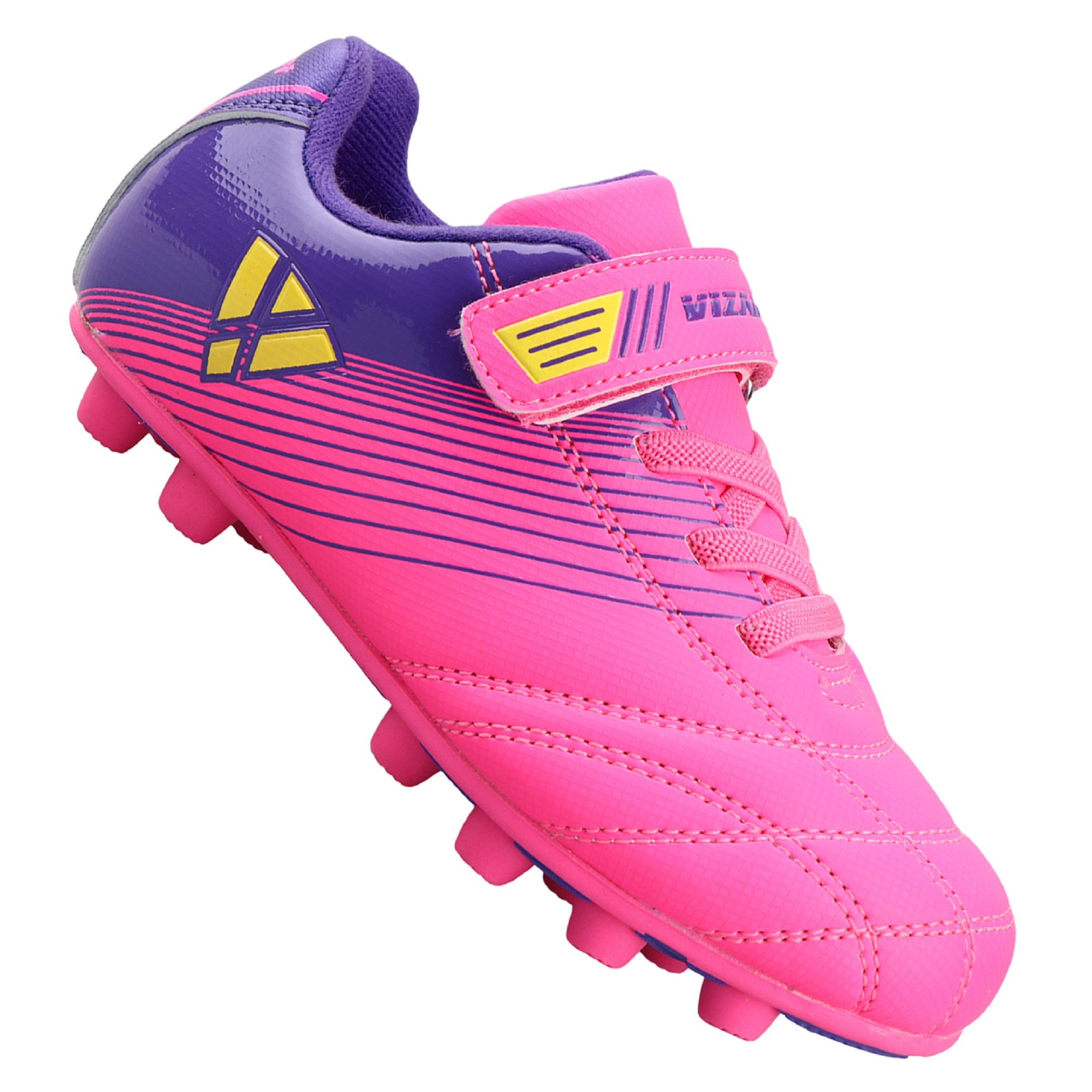 Loma Velcro Junior Firm Ground Soccer Cleats Pink Purple FG Soccer Cleats Vizari Sports