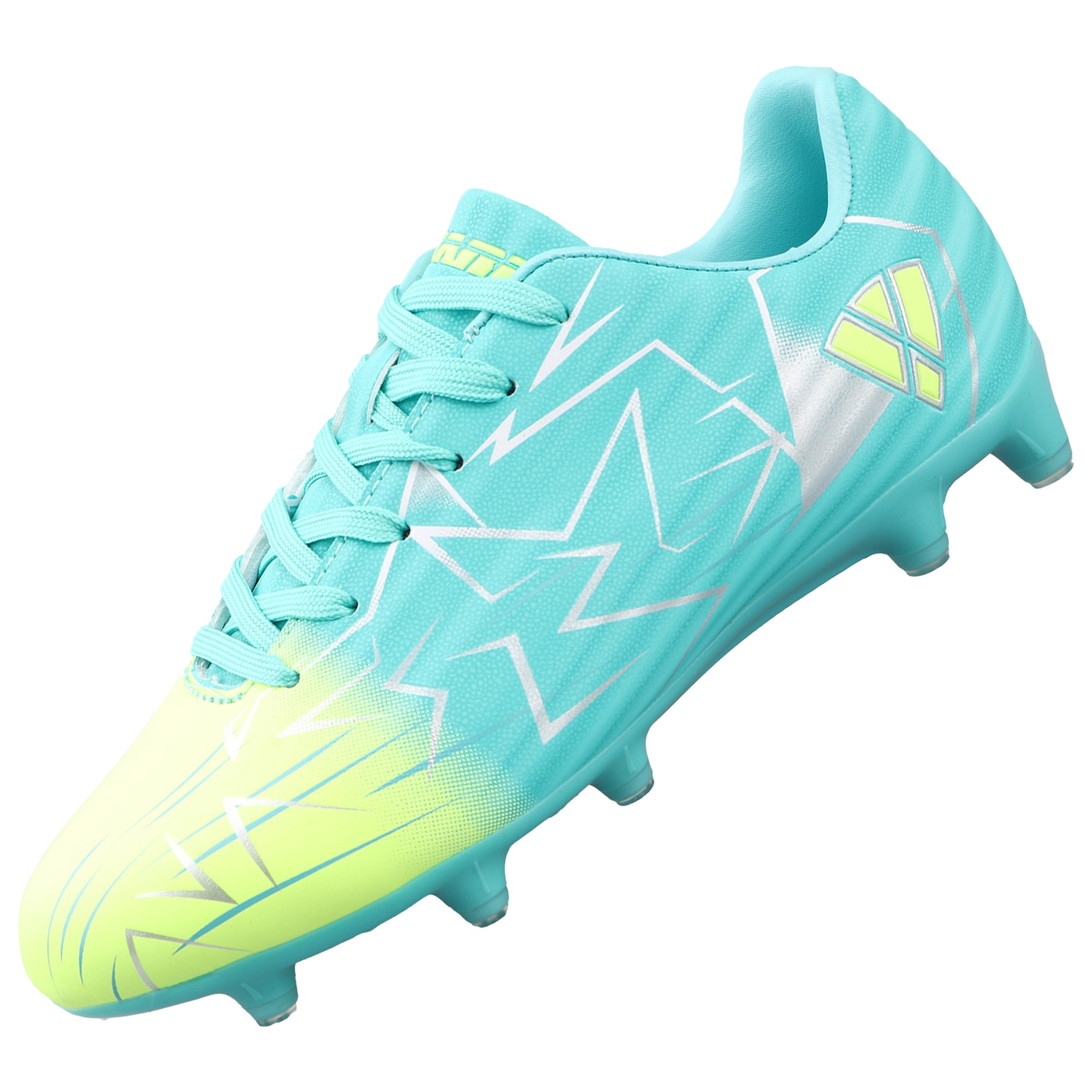 Lucia Junior Firm Ground Soccer Cleats - Aqua/Lime