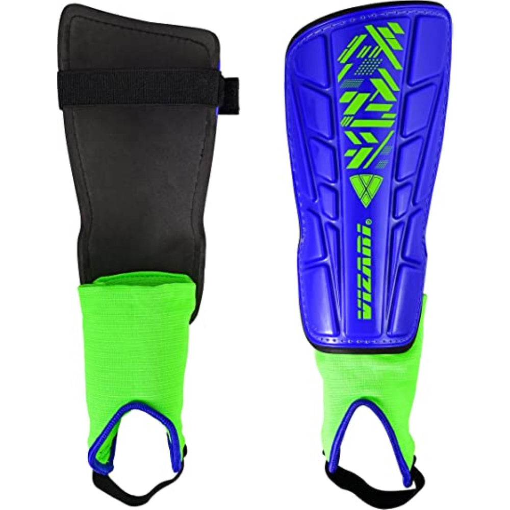 Malaga Soccer Shin Guard with Adjustable Straps-Blue/Green